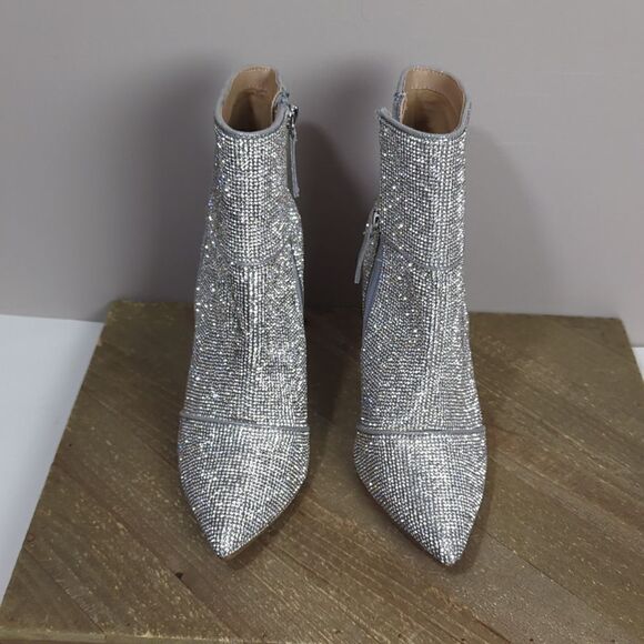 Steve Madden Nola boots flared heel full rhinestone pointed toe size 6 - Picture 4 of 9